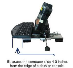 Vehicle Laptop Mount and Rail slider in firetruck for ergonomic movement - Québec, Canada